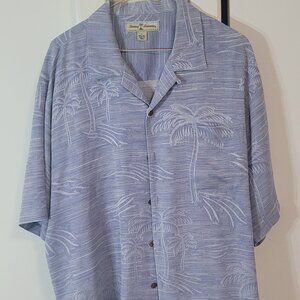 Tommy Bahama Men's L Grey Short Sleeve Button Down Shirt 100% Silk